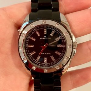 W Anne Klein Swarovski Crystal Accented Watch